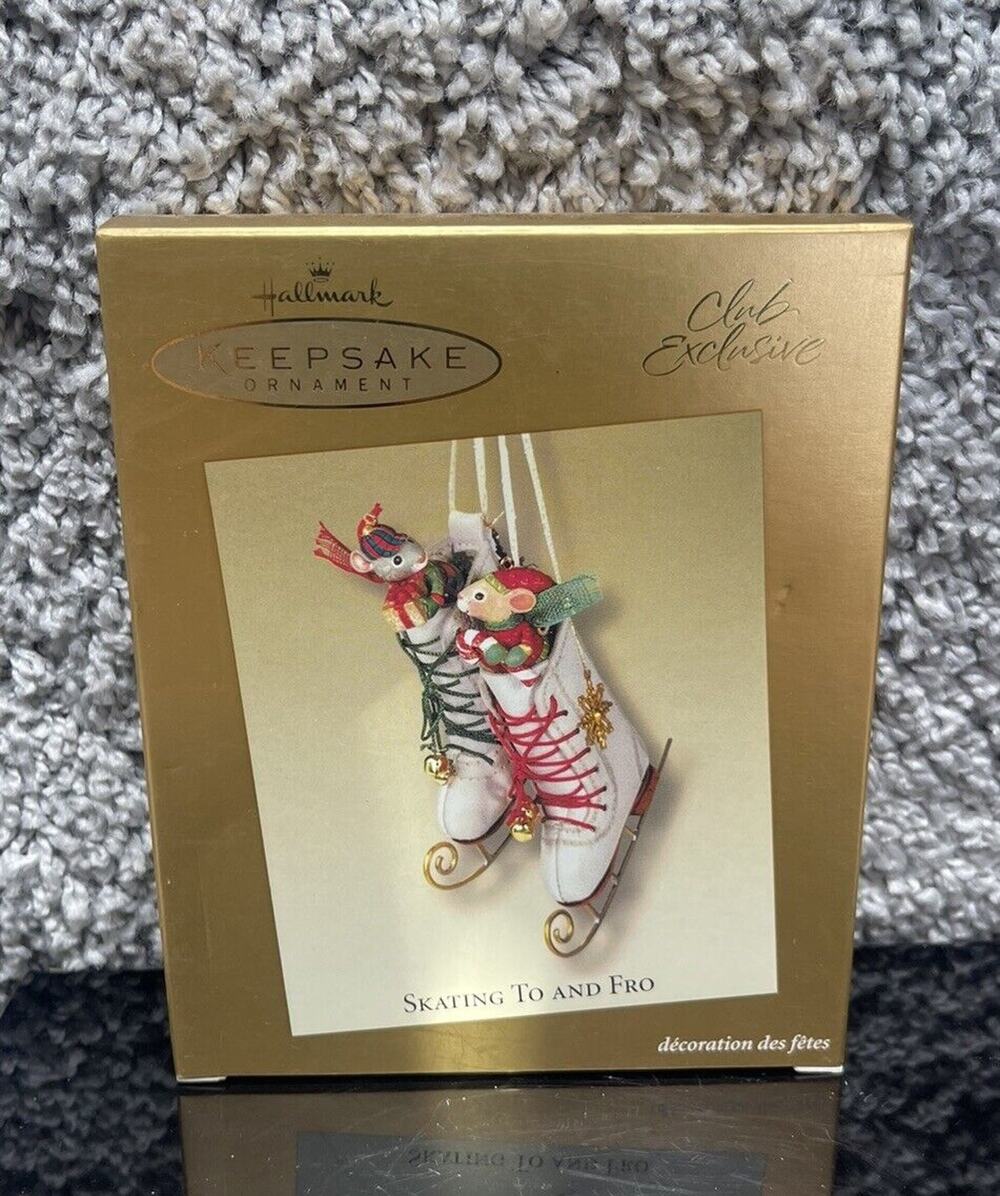 Hallmark Keepsake Ornament Club Exclusive Skating To And Fro Mice Card 2003